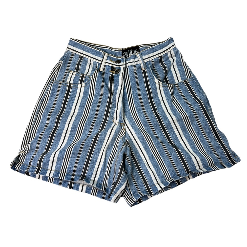 Striped Denim Shorts